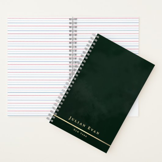 Eenvoudige minimale smaragdgroene en gouden glanze notitieboek (Binnen)