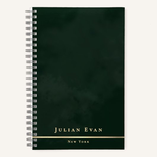 Eenvoudige minimale smaragdgroene en gouden glanze notitieboek (Voorkant)