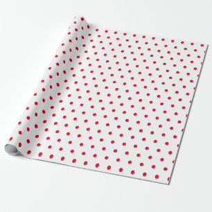 Eenvoudige Minimale Stippen Wit en Rood Cadeaupapier