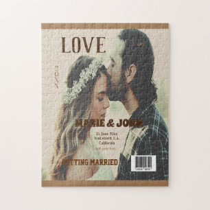 eenvoudige minimale trouwliefde tijdschriftcover legpuzzel