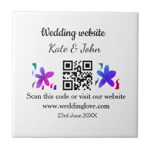 Eenvoudige minimale trouwwebsite Q R code voeg naa Tegeltje