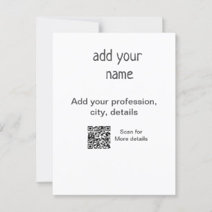 Eenvoudige minimale voeg je tekst naam QR titel to Briefkaart