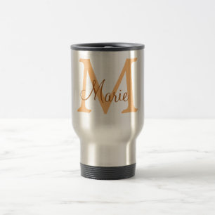 eenvoudige minimale voeg naam monogram oranje brui reisbeker