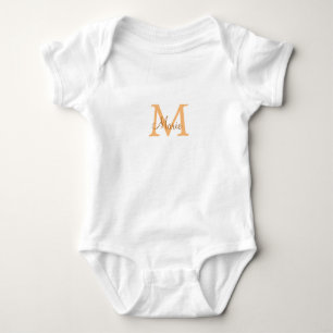 eenvoudige minimale voeg naam monogram oranje brui romper