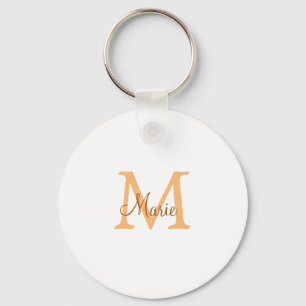 eenvoudige minimale voeg naam monogram oranje brui sleutelhanger