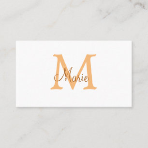 eenvoudige minimale voeg naam monogram oranje brui visitekaartje