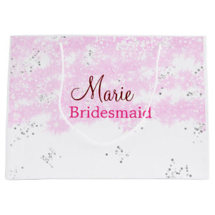eenvoudige minimale voeg naam monogram roze bruids groot cadeauzakje