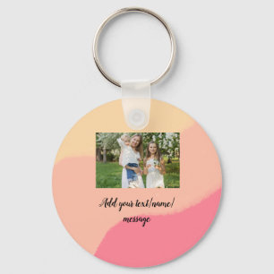eenvoudige minimale voeg uw foto watercolor kunst sleutelhanger