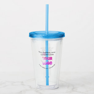 eenvoudige minimale voeg uw logo/ontwerp hier teks acryl drinkbeker