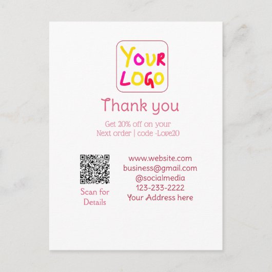 eenvoudige minimale voeg uw logo/ontwerp hier teks briefkaart (Voorkant)