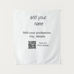 Eenvoudige minimale voeg uw tekst naam QR titel Wandkleed