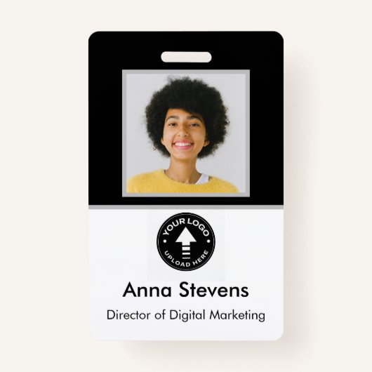 Eenvoudige minimale werknemer badge QR en barcode (Voorkant)