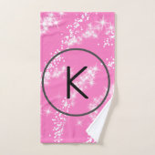 eenvoudige minimale witte monogram roze glitter wa bad handdoek (Handdoek)