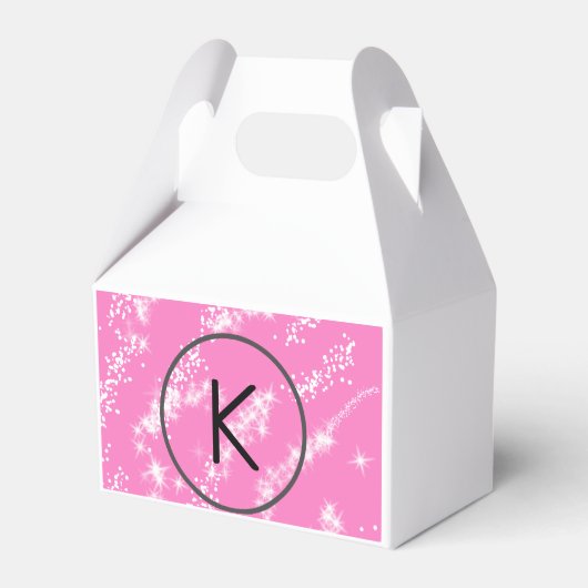 eenvoudige minimale witte monogram roze glitter wa bedankdoosjes (Achterkant)