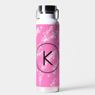 eenvoudige minimale witte monogram roze glitters w waterfles