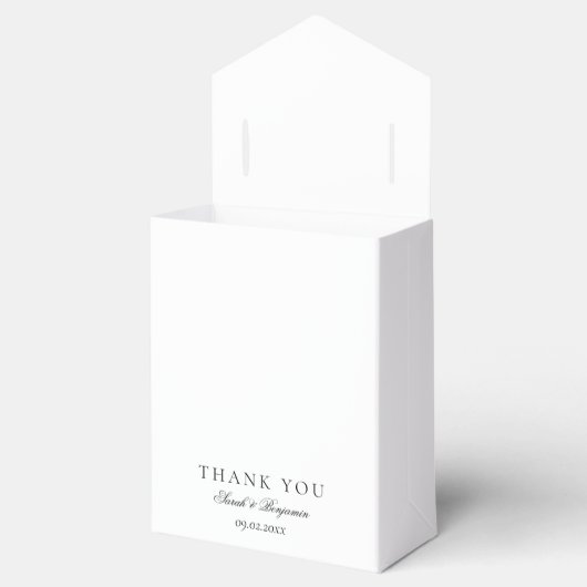 Eenvoudige minimale zwart-wit luxe bruiloft bedankdoosjes (Geopend)