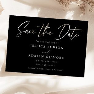 Eenvoudige minimale zwarte moderne bruiloft save the date