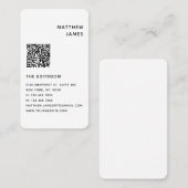 Eenvoudige, minimale zwarte witte QR-code Visitekaartje (Voorkant / Achterkant)