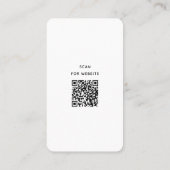 Eenvoudige, minimale zwarte witte QR-code Visitekaartje (Achterkant)