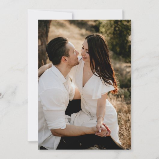 Eenvoudige minimalist|Donkere Wijze Foto Bruiloft Kaart (Achterkant)