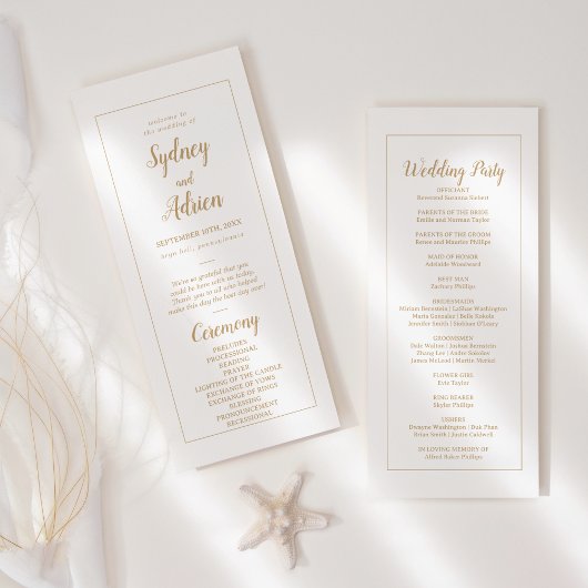 Eenvoudige minimalist|Gold Lijst bruiloft Programma