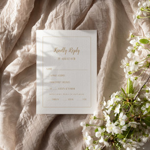 Eenvoudige minimalist Gold Menu Choice Lijst RSVP-
