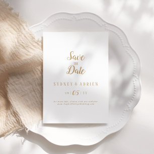 Eenvoudige minimalist Gouden bruiloft Bewaar de da Save The Date