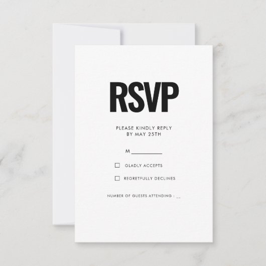Eenvoudige minimalist RSVP kaartje (Voorkant)