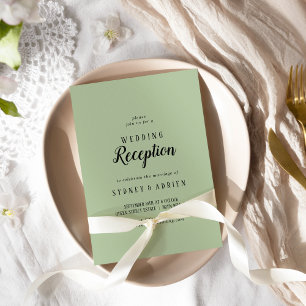 Eenvoudige minimalist Sage Wedding Receptie Alleen Kaart