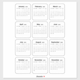 Eenvoudige minimalistische 2025 Kalender Maandelij Sticker
