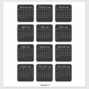 Eenvoudige minimalistische 2025 Kalender Maandelij Sticker