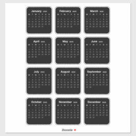 Eenvoudige minimalistische 2025 Kalender Maandelij Sticker