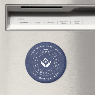Eenvoudige Minimalistische Aangepaste Logo & Tekst Magneet