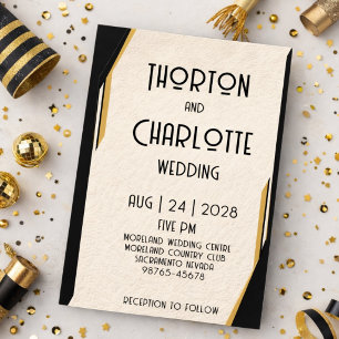 Eenvoudige Minimalistische Art Deco Zwarte Gouden Kaart