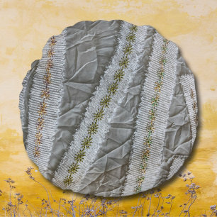 Eenvoudige minimalistische beige crème wilde bloem rond kussen