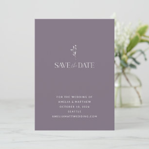 Eenvoudige Minimalistische Botanische Pruim Paarse Save The Date