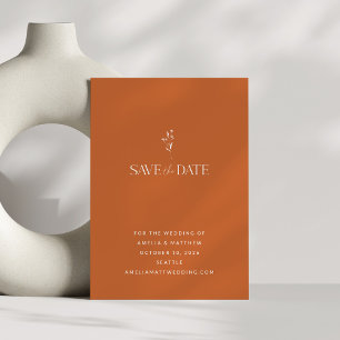 Eenvoudige minimalistische botanische verbrande Or Save The Date