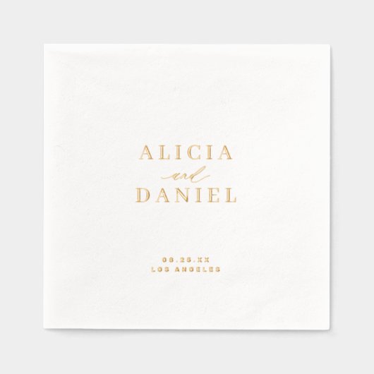 Eenvoudige minimalistische bruid en bruidegom name folie servetten (Voorkant)