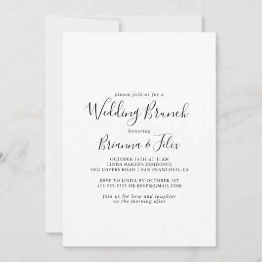 Eenvoudige minimalistische bruiloft Brunch Kaart (Voorkant)