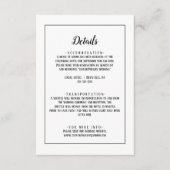 Eenvoudige minimalistische bruiloft details Lijst Informatiekaartje (Voorkant)