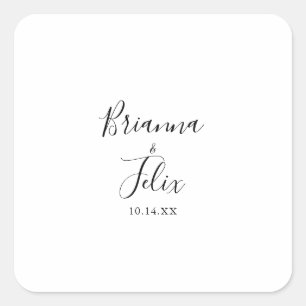Eenvoudige minimalistische bruiloft envelop afdich vierkante sticker