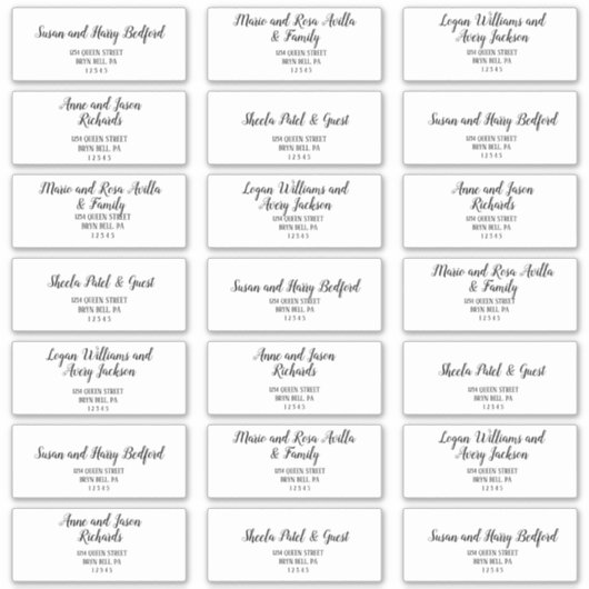 Eenvoudige minimalistische bruiloft gast Adresetik Sticker (Voorkant)