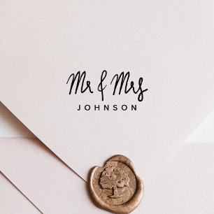 Eenvoudige minimalistische bruiloft meneer en mevr 	rubberstempel
