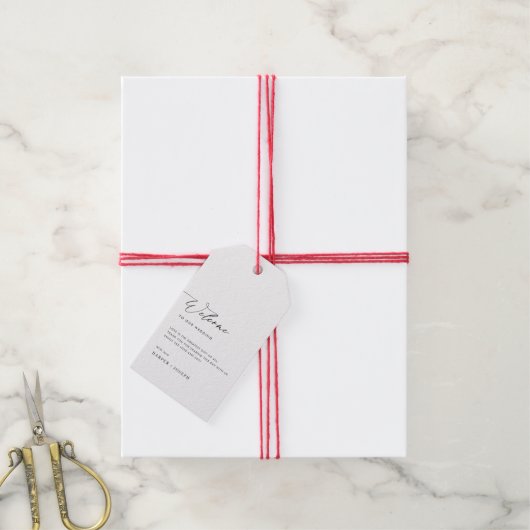 Eenvoudige minimalistische bruiloft welkom geschen cadeaulabel (Met Touw)