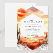 Eenvoudige minimalistische cactus bruiloft save the date (Voorkant / Achterkant)