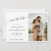 Eenvoudige minimalistische chic script foto bruilo save the date (Voorkant)