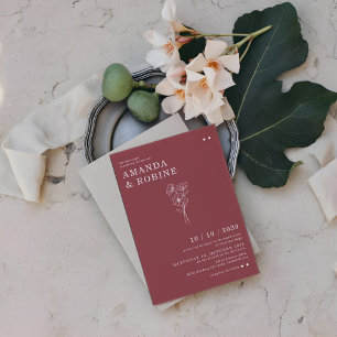 Eenvoudige minimalistische chique bloem bruiloft kaart