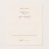 Eenvoudige minimalistische crème bruiloft plaats k kaart (Buitenkant ongevouwen)