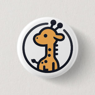 Eenvoudige Minimalistische Cute Giraf in een Cirke Ronde Button 3,2 Cm