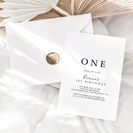 Eenvoudige minimalistische eerste verjaardag kaart